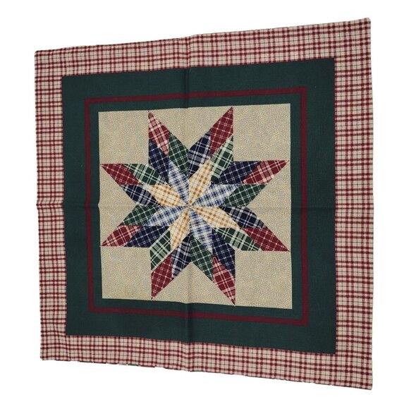 Four Reversible Star Napkins Red, Green, Brown and Blue Patchwork Cotton, Cherri - Picture 4 of 10